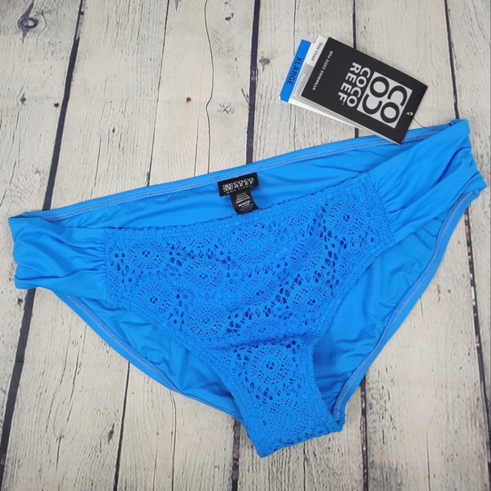 COCO REEF | crochet lace shirred ruched bikini buttons